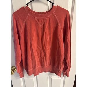 Old Navy Womens Small Coral Raglan Sleeve Crew Neck Sweatshirt V-Stitch Pullover